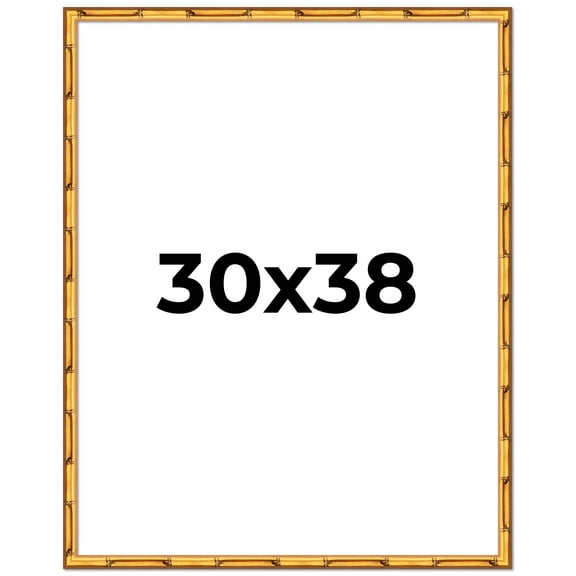 30x38 Frame Gold Bamboo Solid Wood Picture Frame | 0.75 Inch Moulding Width | Interior Frame Depth