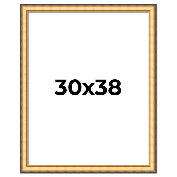 30x38 Frame Gold Plein Aire Solid Wood Picture Frame Width 2 Inches | Interior Frame Depth 0.5