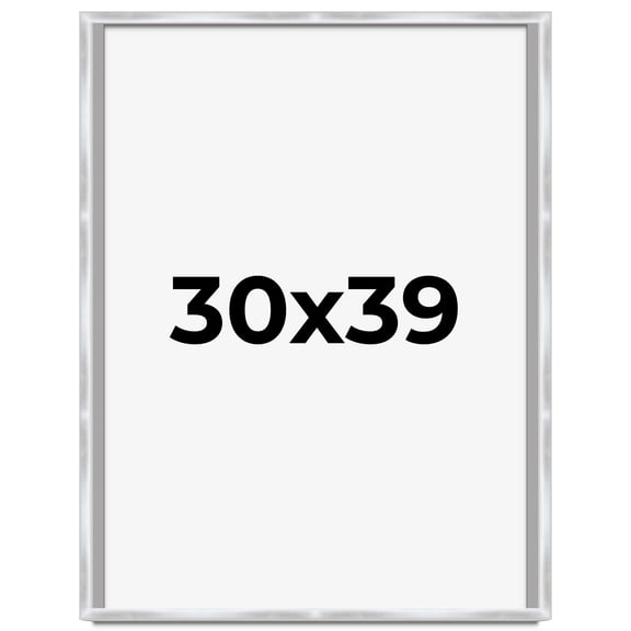 30x39 Frame Silver Whitewashed Wood Grain Solid Wood Shadow Box | 0.75 Inch Moulding Width | 0.75