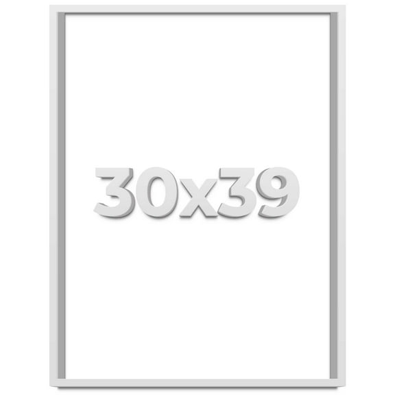 30x39 Shadow Box Frame White | 1 Inches Deep Real Wood Contemporary Shadowbox Display Frame | UV