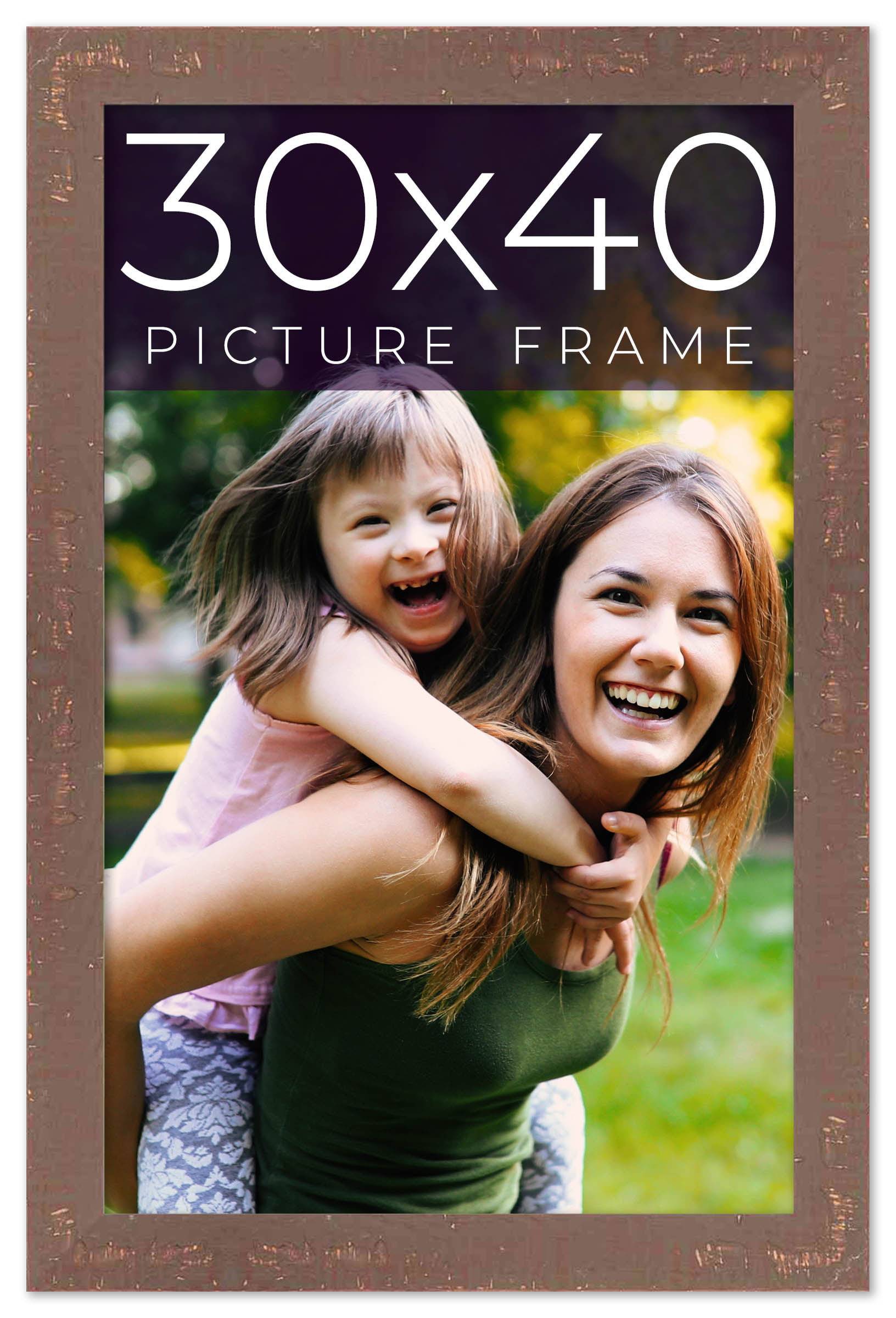 30x40 Distressed Brown Real Wood Picture Frame Width 1.25 inches