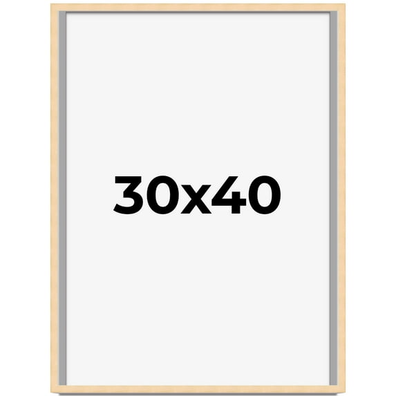 30x40 Frame Beige Real Wood Picture Frame Width 0.75 inches | Interior Frame Depth 0.5 inches |