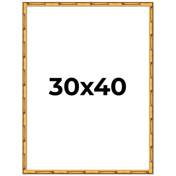 30x40 Frame Gold Bamboo Solid Wood Picture Frame | 1 Inch Moulding Width | Interior Frame Depth