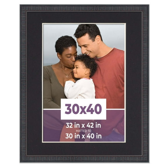 30x40 Frame Mahogany With Black Picture Mat For 30x40 Photo - Mahogany 32x42 Frame To Display Print