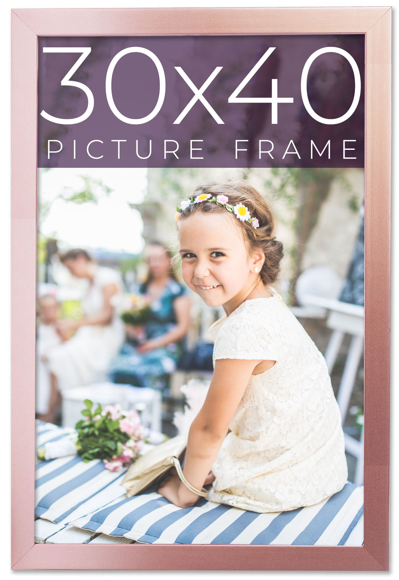 30x40 Frame Pink Real Wood Picture Frame Width 0.75 inches | Interior Frame  Depth 0.5 inches | Rose