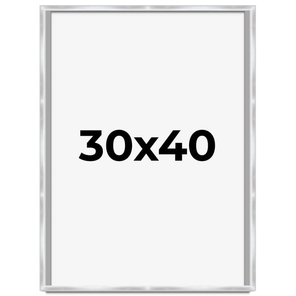 30x40 Frame Silver Whitewashed Wood Grain Solid Wood Shadow Box | 0.75 Inch Moulding Width | 0.75