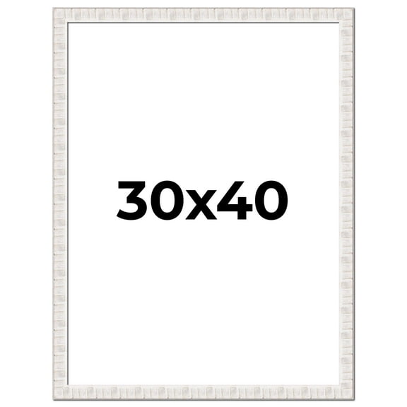 30x40 Frame White Sonoma Rustic Wood Picture Frame | 1.5 Inch Moulding Width | Complete with UV