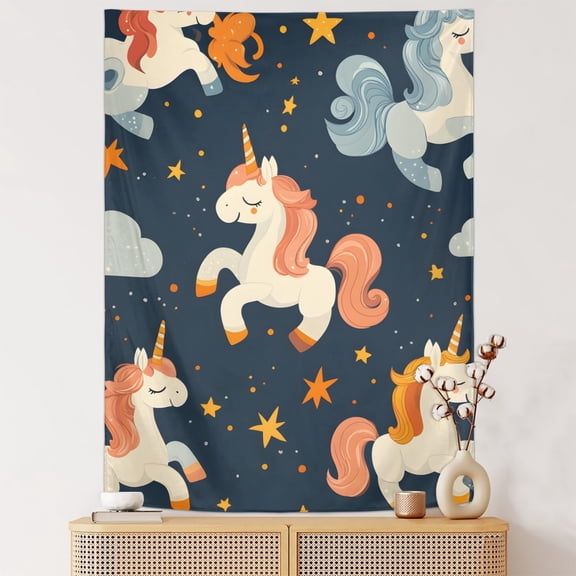 30x40 In Vertical Wall Tapestry Starry Sky Clouds Unicorn Tapestry Wall Aesthetic Hanging for Home Decoration Bedroom Room and Girl Boys Party