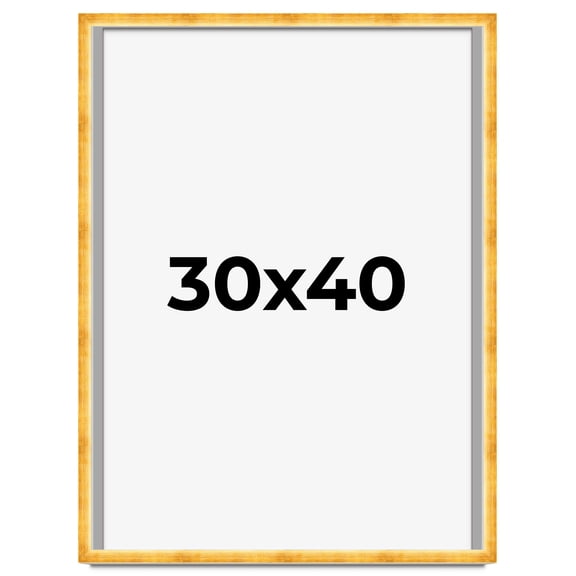 30x40 Shadow Box Frame Gold | 1.625 Inches Deep Real Wood Traditional Shadowbox Display Frame | UV