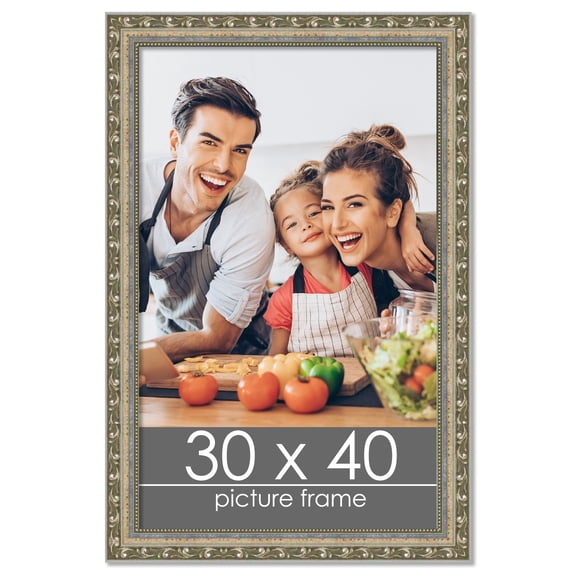 30x40 Silver Wood Picture Frame - UV Acrylic, Foam Board Backing, Hanging Hardware