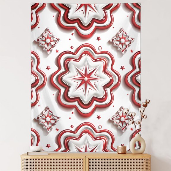 30x40 In Vertical Wall Tapestry Abstract Mandala Art Flower Tapestry Wall Aesthetic Hanging for Home Decoration Bedroom Room and Girl Boys Party Red Floral