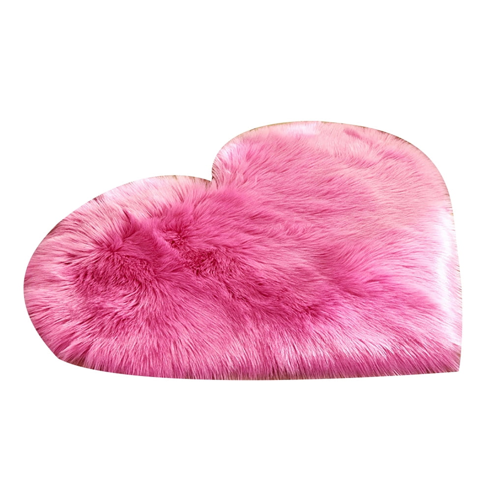 30x40cm Love Heart Shape Plush Rug AntiSlip Carpet Door Mat Home