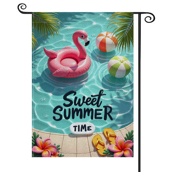 30x45Vibrant Flamingo Garden Flag, Tropical Pool Party Yard Banner, Summery Water-themed Outdoor Flag for Backyard Pool Party, Summer Outdoor Gathering, Tropical Themed Events
