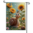thumbnail image 1 of 30x45Whimsical Cartoon Garden Flag Cute Snail Pattern Yard Banner Sunflower Design Butterfly Motif Outdoor Lawn Flag for Backyard Decoration, Patio Ornament, Summer Garden Party, 1 of 9