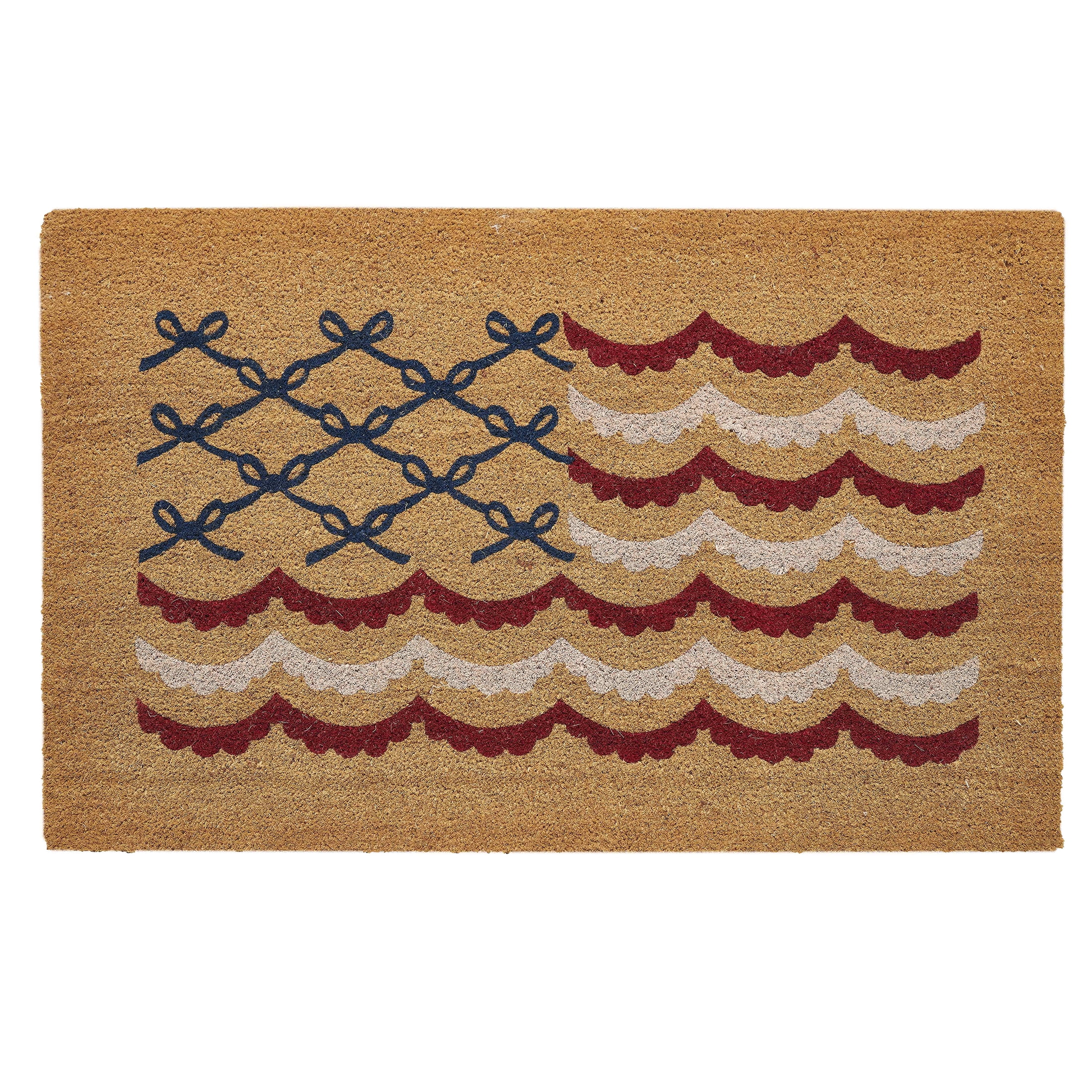 Bow Flag Coir Outdoor Doormat, Red/White/Blue, 48" x 30", by My Texas House