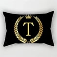 thumbnail image 1 of 30x50cm Gold Color 26 Letters Cushion Cover Black Pillow Case Crown Leaves Plant Polyester For Home Decore Pillowcase, 1 of 5