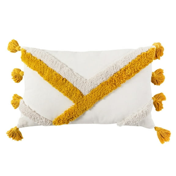 30x50cm Morocco Boho Lumbar Throw Pillow for Case Geometric Stripes Embroidery Woven Tufted Tassel Decorative Cushion Co