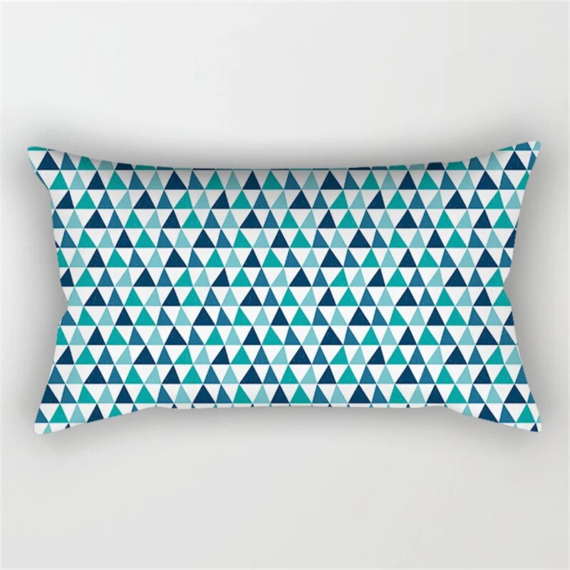 30x50cm Teal Blue Geometric Polyester Pillowcase Chair Sofa Home