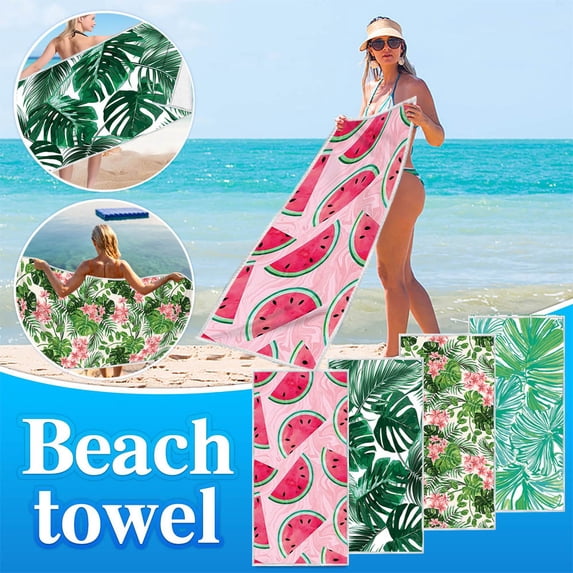 30x59in Square Printed Microfiber Beach Towel, Sandproof Quick Dry Beach Blanket, Multi-Purpose Absorbent Shawl for Swimming Pool, Travel, Camping & Outdoor Use