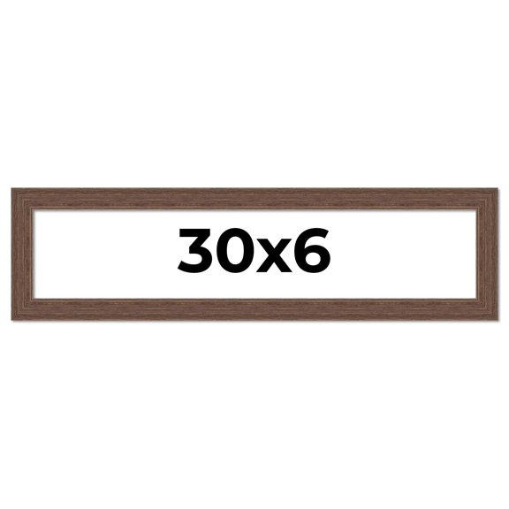 30x6 Frame Brown Distressed Barnwood Picture Frame | Rustic Farmhouse Photo Frame Includes UV
