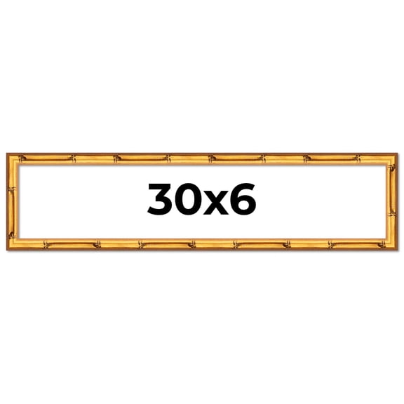 30x6 Frame Gold Bamboo Picture Frame - Complete Modern Photo Frame Includes UV Acrylic Shatter