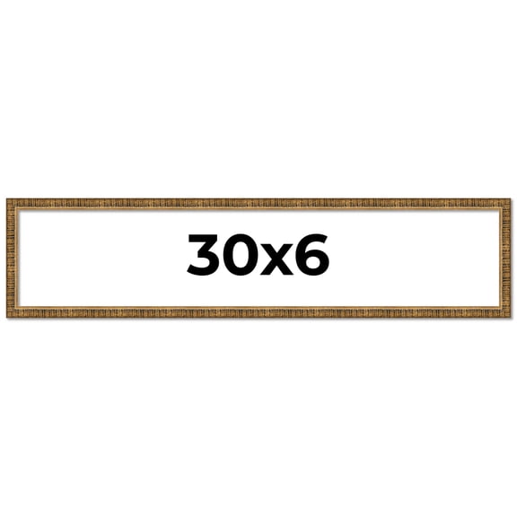 30x6 Frame Gold Solid Wood Picture Frame - Complete Modern Photo Frame Includes UV Acrylic