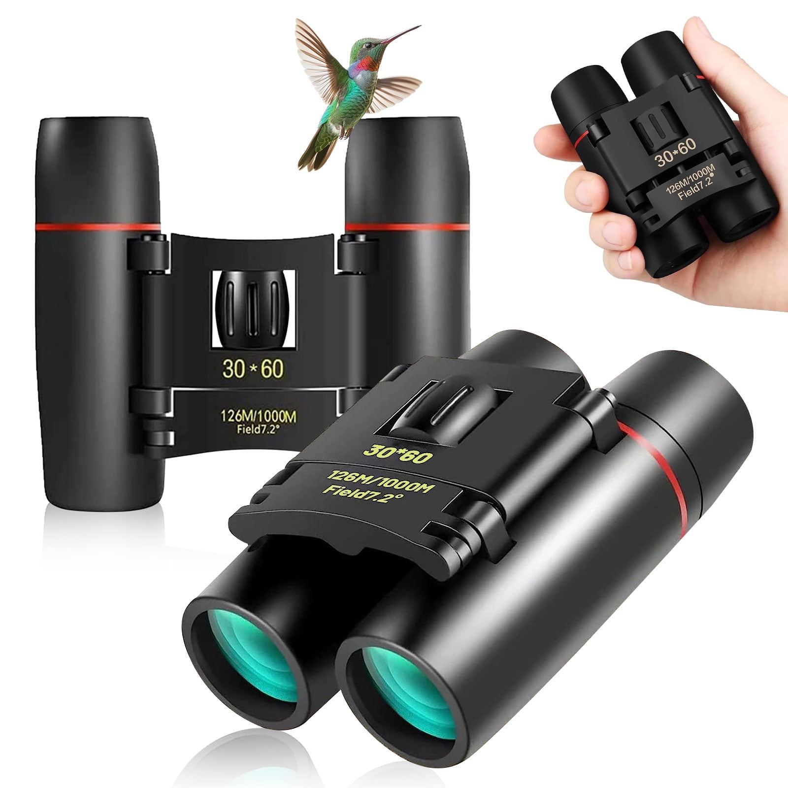 Genreen 30x60 Binoculars Suitable for Adults and Children Bird Watching Travel Sightseeing, Waterproof Lightweight Small Binoculars, with Clear Low-Light Vision