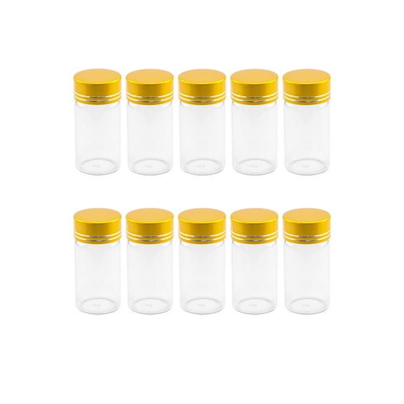 30x60x21mm 25ml Small Clear Glass Bottle with Gold Aluminum Cover for Wedding Holiday Decoration Coffee Shop Decoration 6pcs