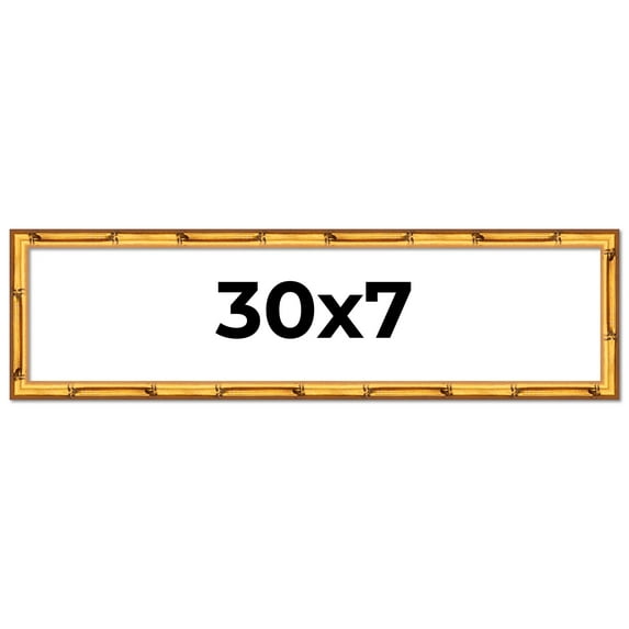 30x7 Frame Gold Bamboo Picture Frame - Complete Modern Photo Frame Includes UV Acrylic Shatter