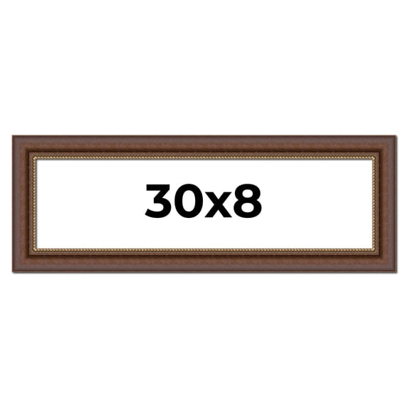 30x8 Copper and Brown Real Wood Picture Frame Width 2 inches | Interior Frame Depth 0.5 inches |