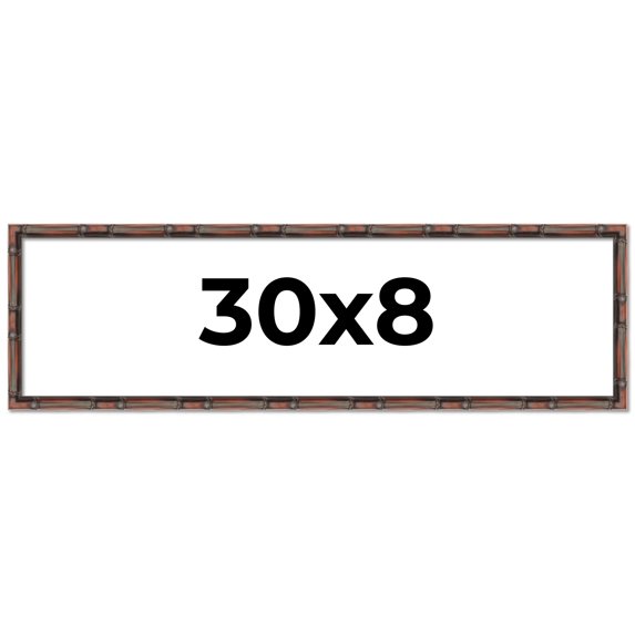 30x8 Frame Brown Bamboo with Dark Coffee/Walnut Finish | Solid Wood Picture Frame Width 0.75 Inches