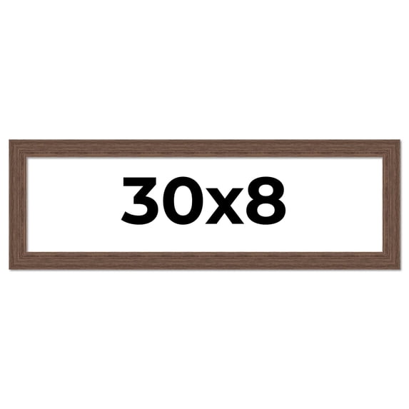 30x8 Frame Brown Farmhouse Solid Wood Picture Frame Width 1.5 Inches | Interior Frame Depth 0.5