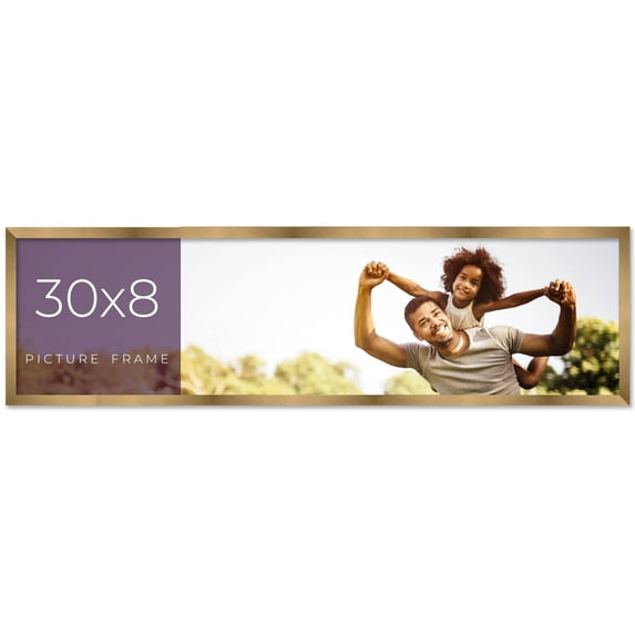 30x8 Frame Gold Bronze Solid Wood Picture Frame Width 0.75 Inches | Interior Frame Depth 0.5 Inches