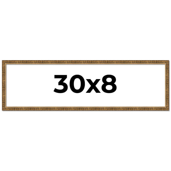 30x8 Frame Gold Kingsley Distressed Solid Wood Picture Frame Width 0.75 Inches | Interior Frame