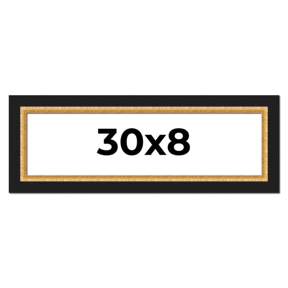 30x8 Frame Gold Real Wood Picture Frame Width 2.25 Inches | Interior Frame Depth 0.5 Inches |