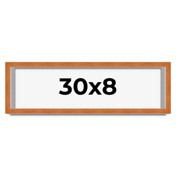 30x8 Frame Honey Pecan Brown Picture Frame - Modern Photo Frame Includes UV Acrylic Shatter Guard