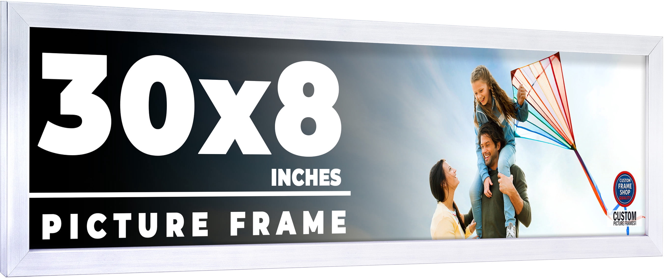 30x8 Frame Silver Real Wood Picture Frame Width 0.75 inches | Interior ...