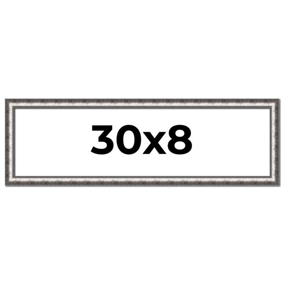 30x8 Frame Silver Real Wood Picture Frame Width 1.125 Inches | Interior Frame Depth 0.5 Inches |