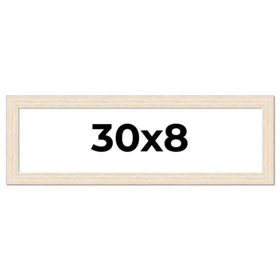 30x8 Frame White Barnwood Picture Frame Includes UV Acrylic Plexiglass, Acid Free Foam Backing