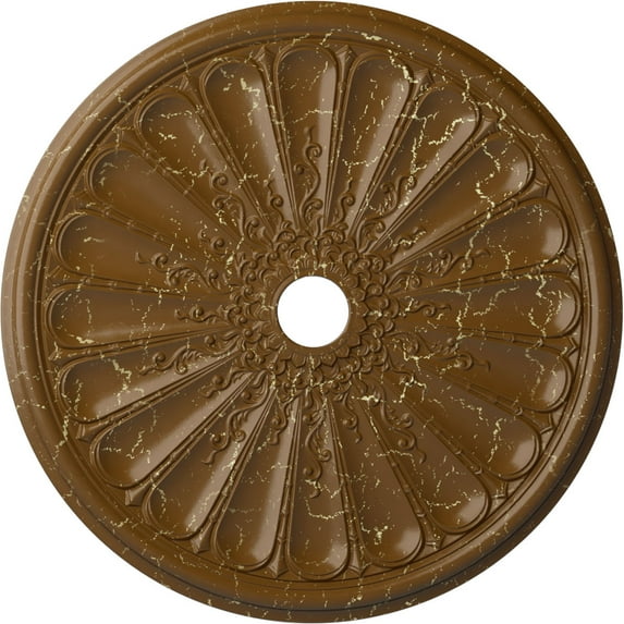 31 1/2"OD x 3 5/8"ID x 1 1/2"P Kirke Ceiling Medallion (Fits Canopies up to 3 5/8"), Hand-Painted Smokey Topaz Crackle