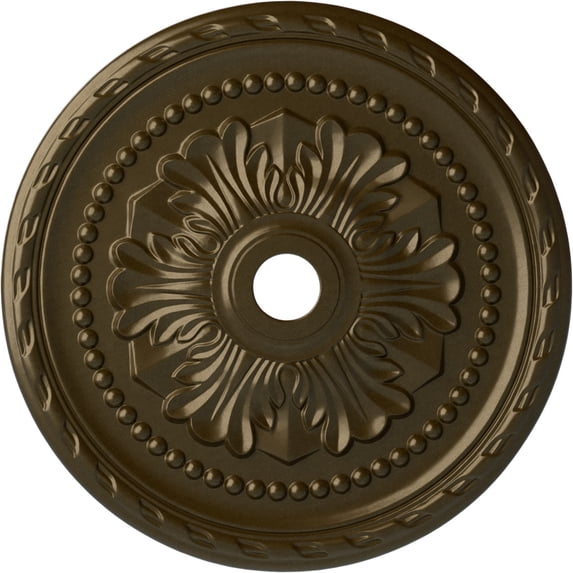 31 1/2"OD x 3 5/8"ID x 1 3/4"P Palmetto Ceiling Medallion (Fits Canopies up to 7 5/8"), Hand-Painted Brass