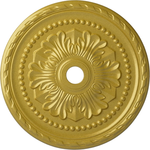 31 1/2"OD x 3 5/8"ID x 1 3/4"P Palmetto Ceiling Medallion (Fits Canopies up to 7 5/8"), Hand-Painted Rich Gold