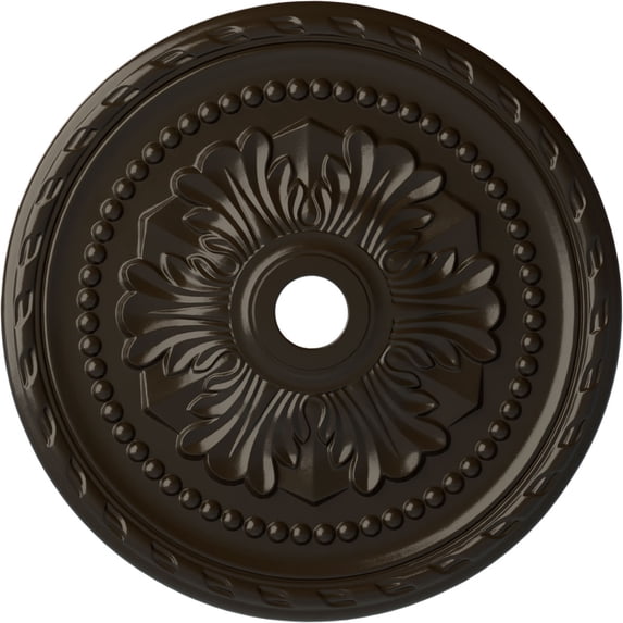 31 1/2"OD x 3 5/8"ID x 1 3/4"P Palmetto Ceiling Medallion (Fits Canopies up to 7 5/8"), Hand-Painted Stone Hearth