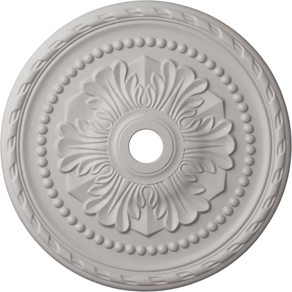 31 1/2"OD x 3 5/8"ID x 1 3/4"P Palmetto Ceiling Medallion (Fits Canopies up to 7 5/8"), Hand-Painted Ultra Pure White
