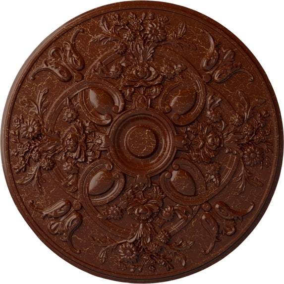 31 1/4"OD x 2 1/4"P Baile Ceiling Medallion (Fits Canopies up to 6"), Hand-Painted Burnished Mahogany Crackle