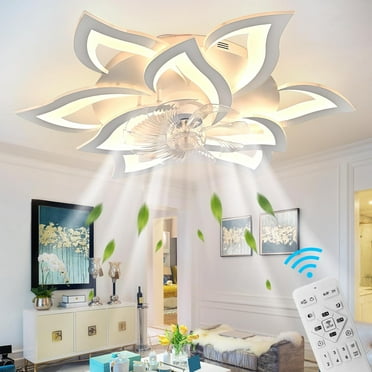 31.1 Inch Modern Ceiling Fan Light, Dimmable Pendant Light Ceiling Fan + Remote Control, 3 Colors and 6 Speeds, Indoor Recessed Ceiling Fan for Living Room, Bedroom, Dining Room
