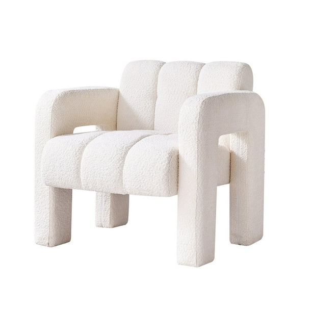 31.10 Wide Upholstered Accent Chair Modern Boucle Side Chair Armchair with Wood Frame Comfy Vanity Chair for Living Room Home Decorative Beige Walmart Business Supplies