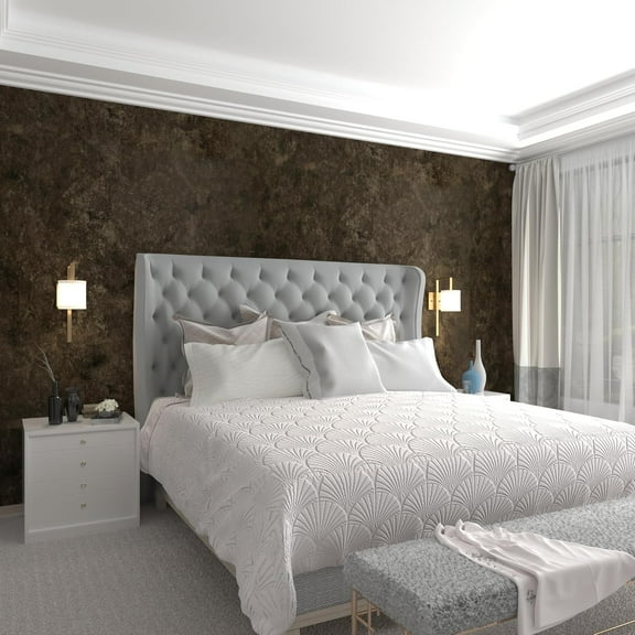 31"×157" Big Roll Wide Thick Dark Brown Tan Grey Concrete Wallpaper Peel Stick Vinyl Adhesive Waterproof Glossy Taupe Charcoal Gray Concrete Cement Contact Paper for Living Room Bedroom Walls