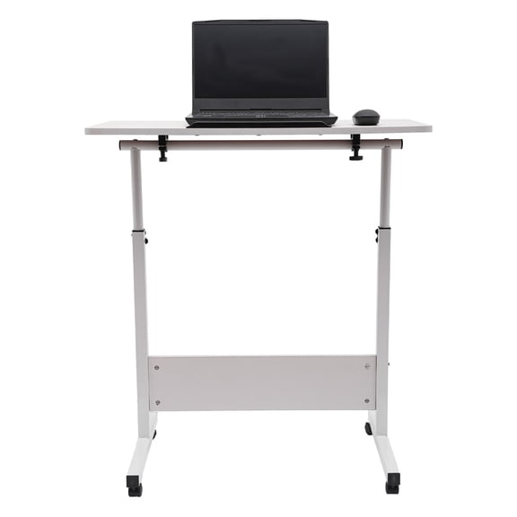 Mobile Standing Desk,Portable Rolling Laptop Desk Cart Height Adjustable Stand Up Table Adjustable Tilt Angle 180° with Wheels and Bag for Home Offices White