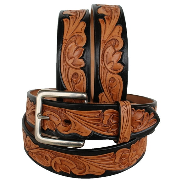 31-32 Men's Western Rodeo Fashion Casual Floral Tooled Leather Belt 2645RS